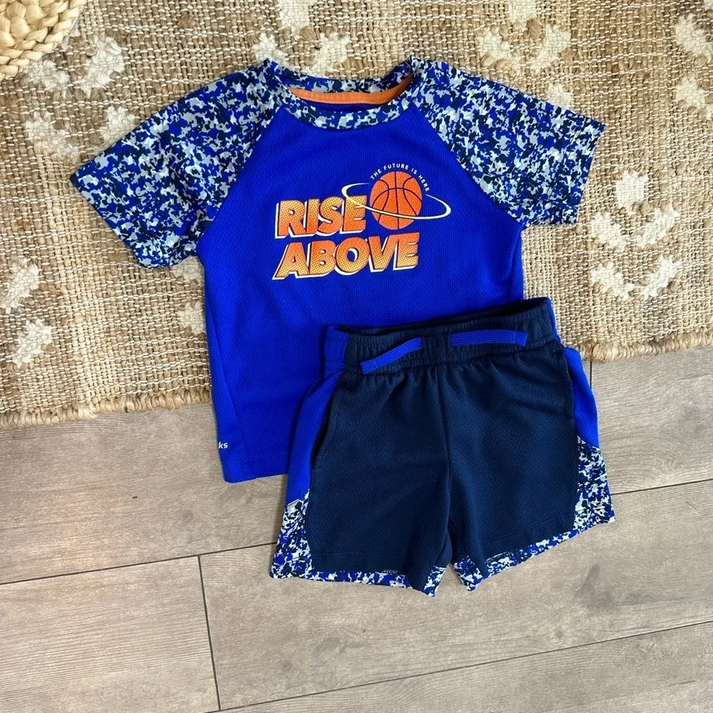 Athletic Works Toddler Boy Active T-Shirt and Shorts Set Basketball Rise Above